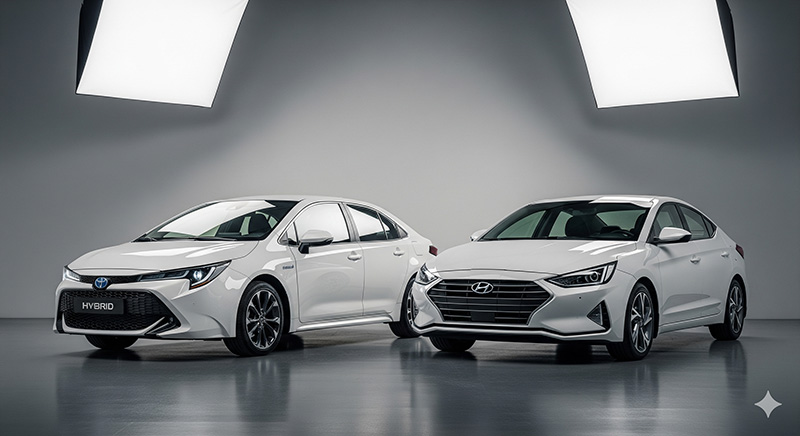 مقایسه تویوتا کرولا هیبرید با النترا بنزینی