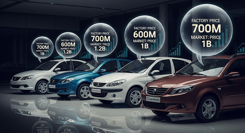 مقایسه قیمت کارخانه و بازار محصولات ایران خودرو مهر ۱۴۰۴