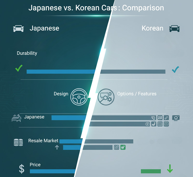 مقایسه خودروهای وارداتی ژاپنی و کره‌ای در ایران